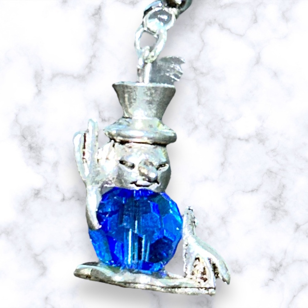 Handmade Earrings Snowman Swarovski Blue Crystal Dangle Pierced Gift - Picture 9 of 10